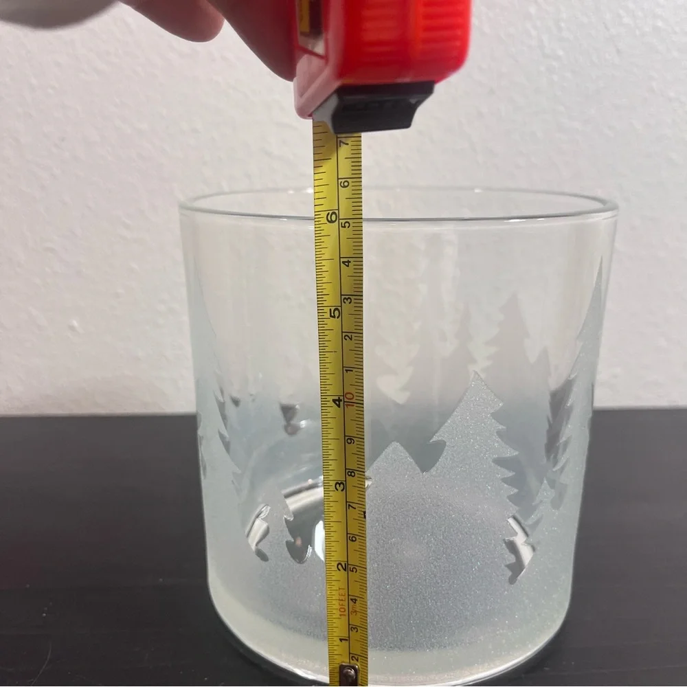 Frosted Pine Forest Glass Cylinder Vase - 5.5